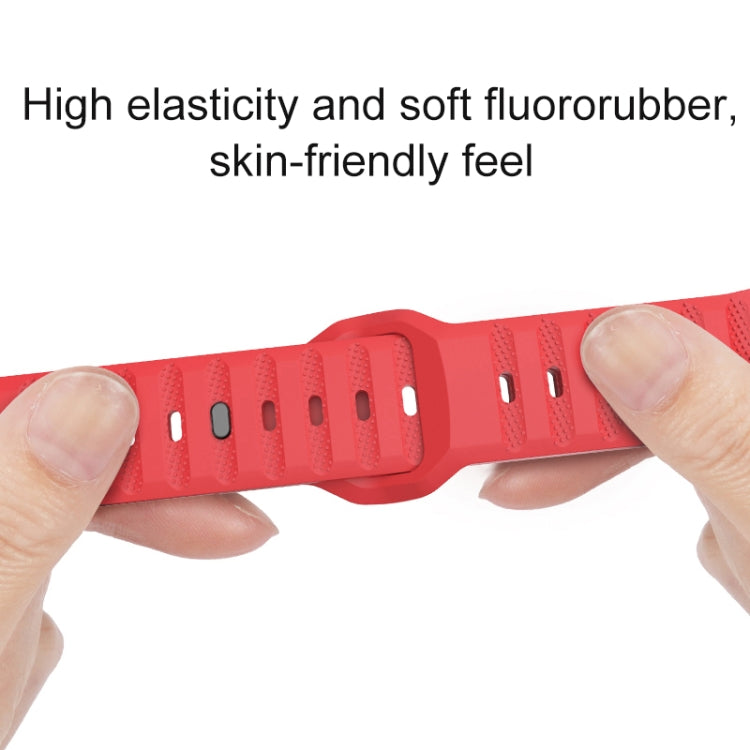 For Apple Watch SE 44mm Dot Texture Fluororubber Watch Band(Red) - Watch Bands by PMC TechLife | Online Shopping South Africa | PMC TechLife