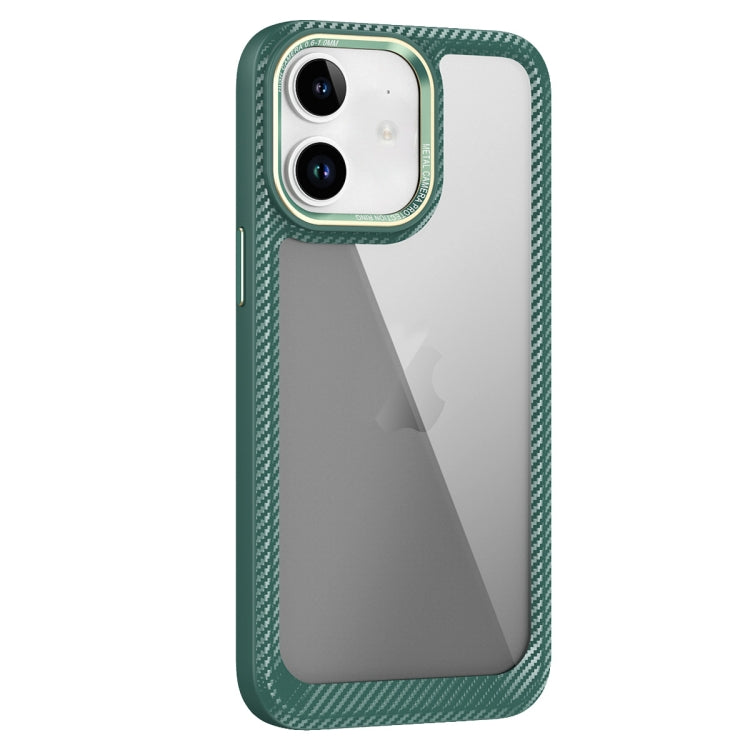 For iPhone 11 Carbon Fiber Transparent Back Panel Phone Case(Green) - iPhone 11 Cases by PMC Jewellery | Online Shopping South Africa | PMC Jewellery