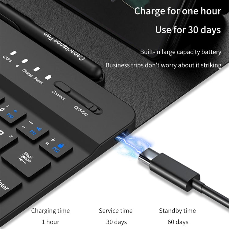 For Samsung Galaxy Z Fold5 GKK Gear Adjustment Bluetooth Keyboard Leather Case with Pen + Keyboard + Mouse + Case(Black) - Samsung Keyboard by GKK | Online Shopping South Africa | PMC TechLife