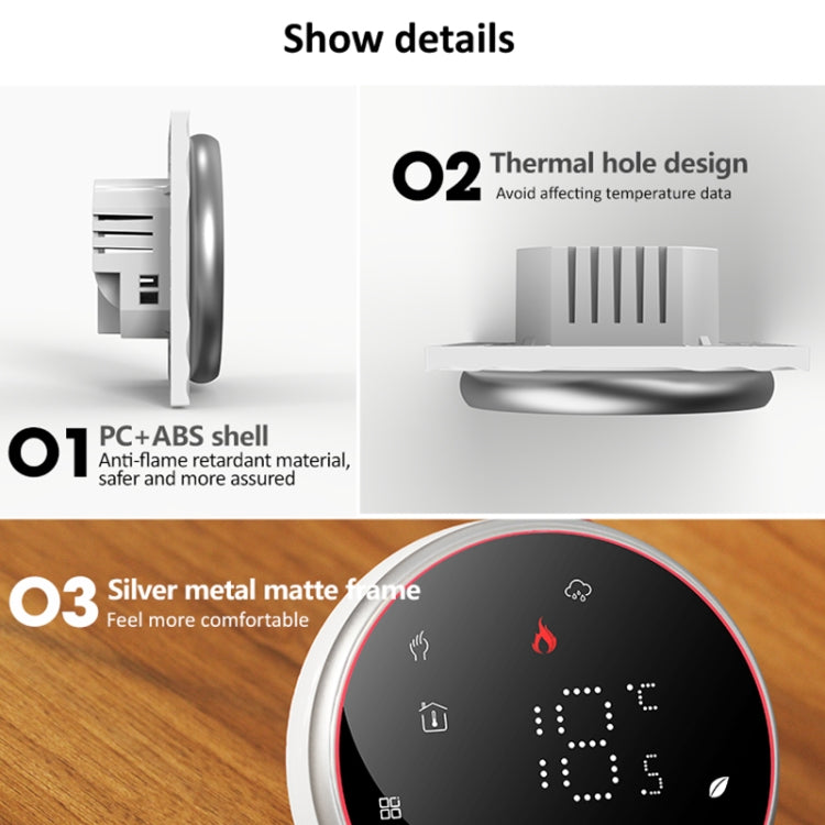 BHT-6001GBL 95-240V AC 16A Smart Round Thermostat Electric Heating LED Thermostat Without WiFi(White) - Thermostat & Thermometer by PMC Jewellery | Online Shopping South Africa | PMC Jewellery