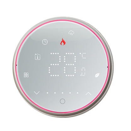 BHT-6001GCL 95-240V AC 5A Smart Round Thermostat Boiler Heating LED Thermostat Without WiFi(White) - Thermostat & Thermometer by PMC Jewellery | Online Shopping South Africa | PMC Jewellery