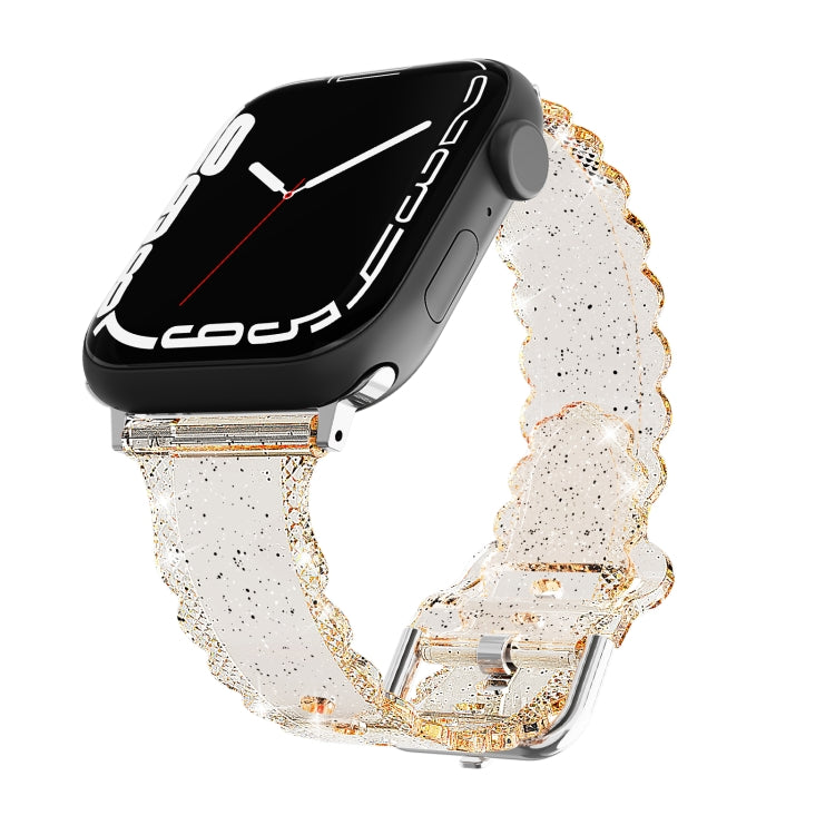 For Apple Watch 8 41mm Diamond Texture Lace Clear TPU Watch Band(Gold) - Watch Bands by PMC TechLife | Online Shopping South Africa | PMC TechLife