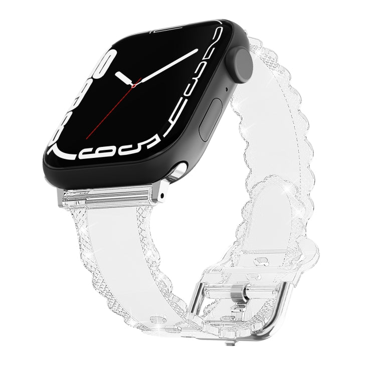 For Apple Watch 5 44mm Diamond Texture Lace Clear TPU Watch Band(Transparent) - Watch Bands by PMC TechLife | Online Shopping South Africa | PMC TechLife