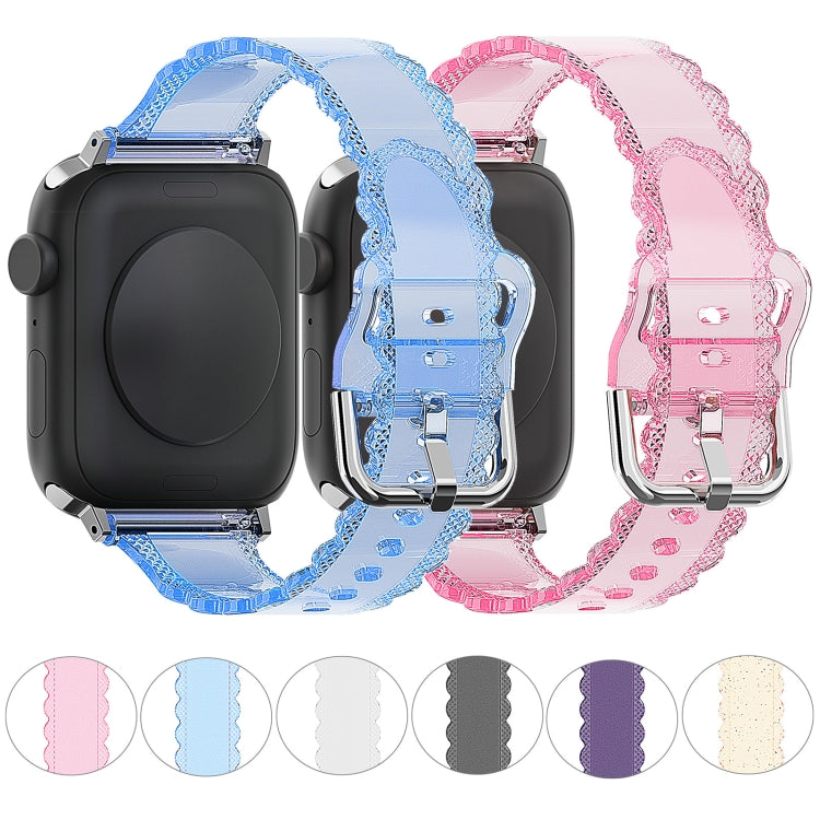 For Apple Watch 2 42mm Diamond Texture Lace Clear TPU Watch Band(Gold) - Watch Bands by PMC TechLife | Online Shopping South Africa | PMC TechLife