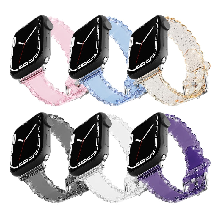 For Apple Watch 5 40mm Diamond Texture Lace Clear TPU Watch Band(Transparent) - Watch Bands by PMC TechLife | Online Shopping South Africa | PMC TechLife