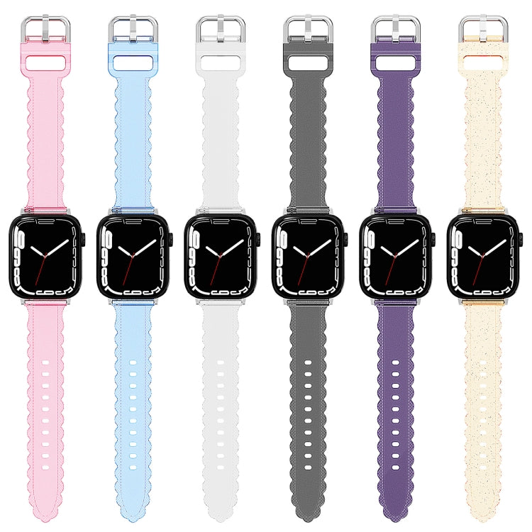 For Apple Watch 6 40mm Diamond Texture Lace Clear TPU Watch Band(Gold) - Watch Bands by PMC TechLife | Online Shopping South Africa | PMC TechLife