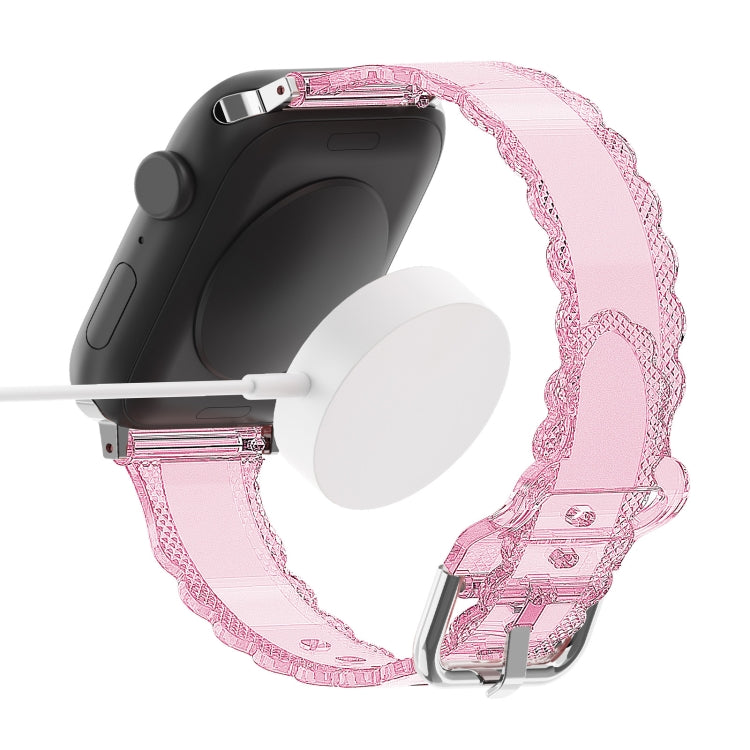 For Apple Watch 3 42mm Diamond Texture Lace Clear TPU Watch Band(Transparent) - Watch Bands by PMC TechLife | Online Shopping South Africa | PMC TechLife