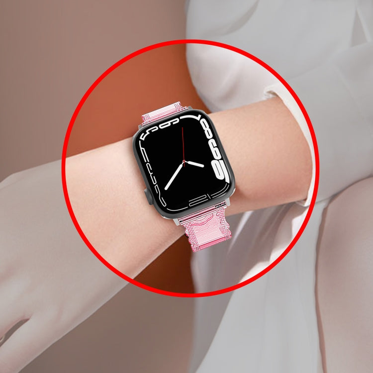 For Apple Watch 7 45mm Diamond Texture Lace Clear TPU Watch Band(Transparent) - Watch Bands by PMC TechLife | Online Shopping South Africa | PMC TechLife