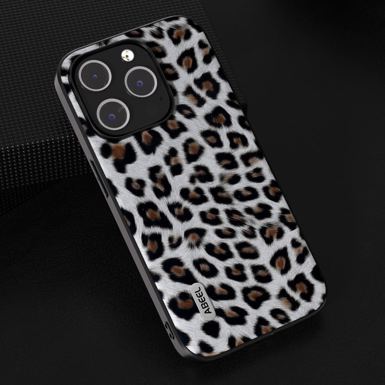 For iPhone 15 Pro Max ABEEL Black Edge Leopard Phone Case(Silver Leopard) - iPhone 15 Pro Max Cases by PMC Jewellery | Online Shopping South Africa | PMC Jewellery