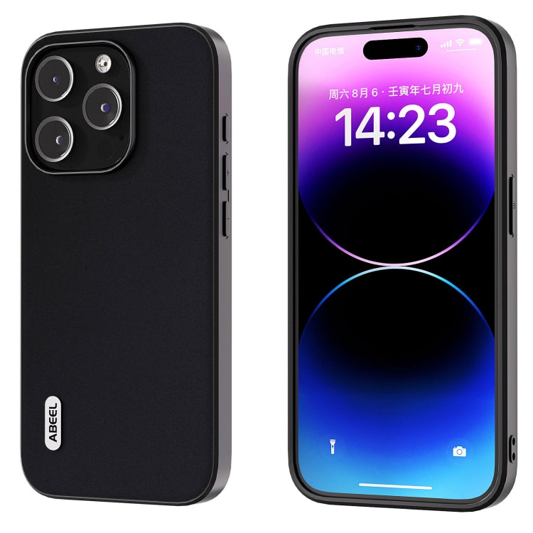 For iPhone 14 Pro Max ABEEL Genuine Leather Silky Soft Black Edge Phone Case(Black) - free shipping - PMC TechLife - Order now!