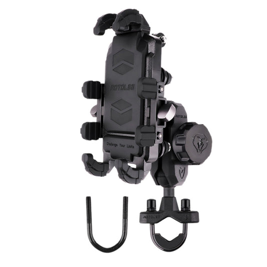 MOTOSLG Crab Motorcycle Phone Clamp Bracket U-Type Headbar Mount with Anti-theft Lock(Black) - Holder by MOTOLSG | Online Shopping South Africa | PMC Jewellery | Buy Now Pay Later Mobicred