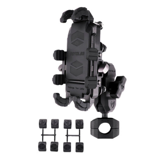 MOTOSLG Crab Motorcycle Phone Clamp Bracket O-Type Rear Mirror Mount(Black) - Holder by MOTOLSG | Online Shopping South Africa | PMC Jewellery | Buy Now Pay Later Mobicred