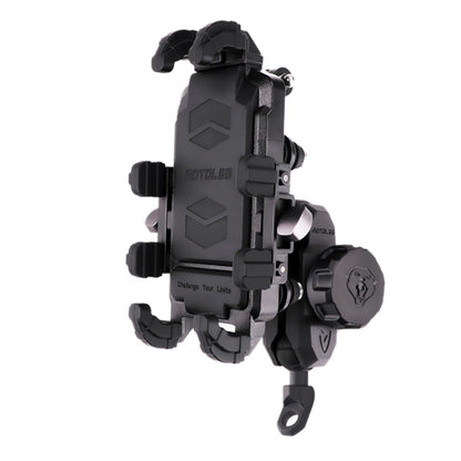 MOTOSLG Crab Motorcycle Phone Clamp Bracket L-Type Rear Mirror Mount with Anti-theft Lock(Black) - Holder by MOTOLSG | Online Shopping South Africa | PMC Jewellery