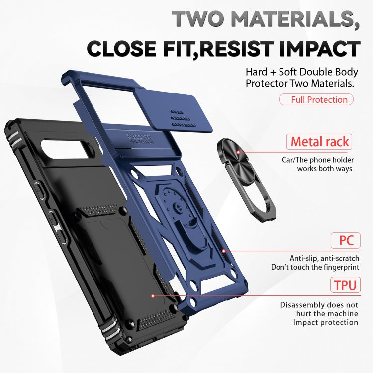 For Google Pixel 7a Sliding Camshield Holder Phone Case(Blue) - Google Cases by PMC TechLife | Online Shopping South Africa | PMC TechLife | Buy Now Pay Later Mobicred