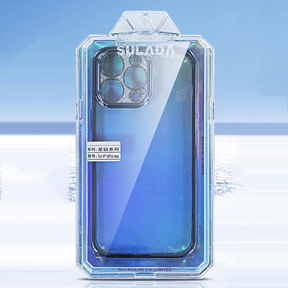 For iPhone 14 SULADA Electroplated Transparent Glittery TPU Phone Case(Blue) - iPhone 14 Cases by SULADA | Online Shopping South Africa | PMC Jewellery