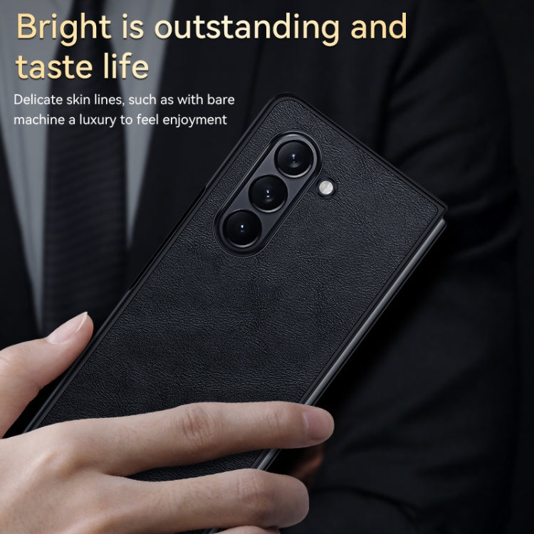 For Samsung Galaxy Z Fold5 SULADA Shockproof TPU + Handmade Leather Phone Case(Black) - Galaxy Z Fold5 Cases by SULADA | Online Shopping South Africa | PMC TechLife