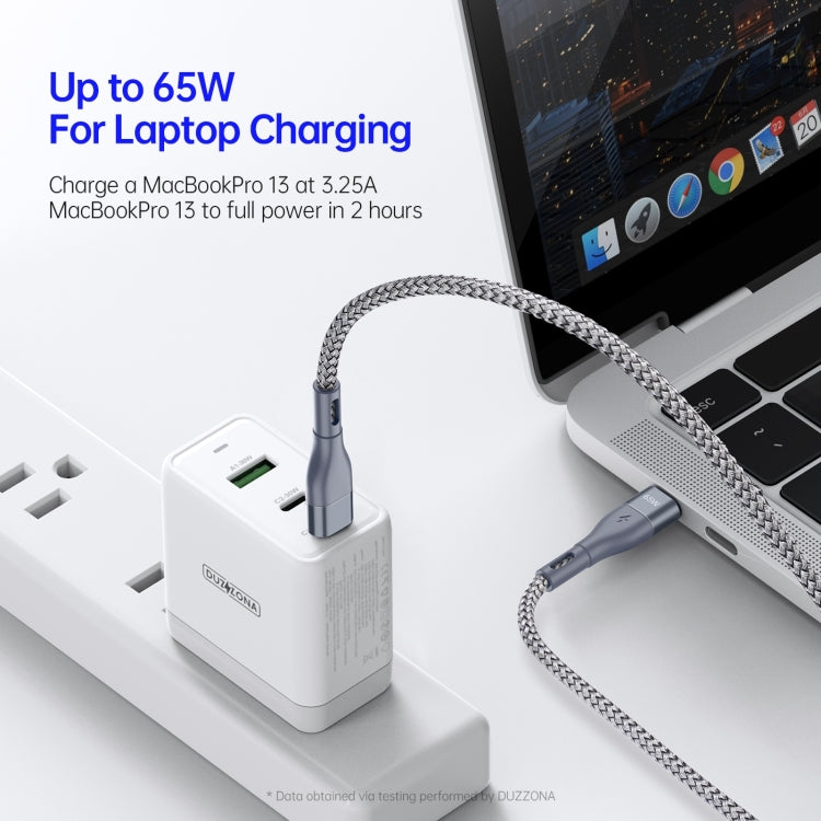 DUZZONA A2 PD 65W USB-C / Type-C to Type-C Fast Charging Data Cable, Length:3m(Grey) - USB-C & Type-C Cable by DUZZONA | Online Shopping South Africa | PMC Jewellery