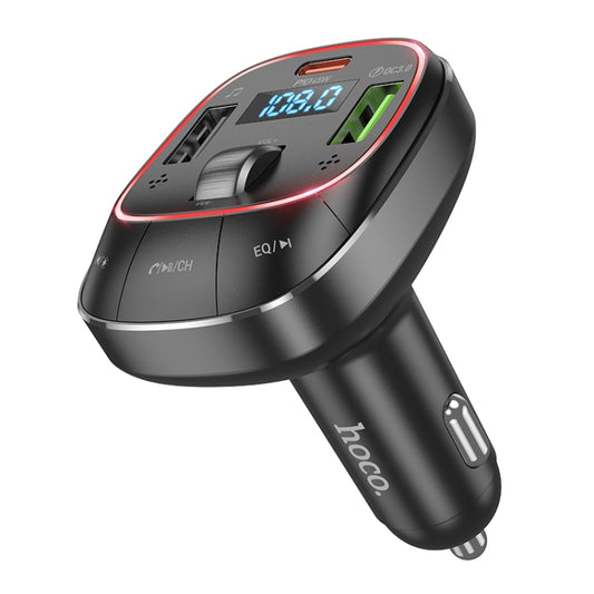 hoco E76 Pole PD30W + QC3.0 Car Bluetooth FM Transmitter(Black) - Bluetooth Car Kits by hoco | Online Shopping South Africa | PMC Jewellery
