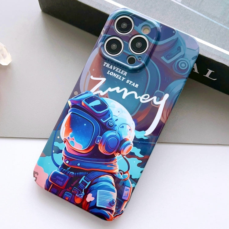 For iPhone 14 Pro Max Painted Pattern Precise Hole PC Phone Case(Blue Paint Astronaut) - iPhone 14 Pro Max Cases by PMC Jewellery | Online Shopping South Africa | PMC Jewellery