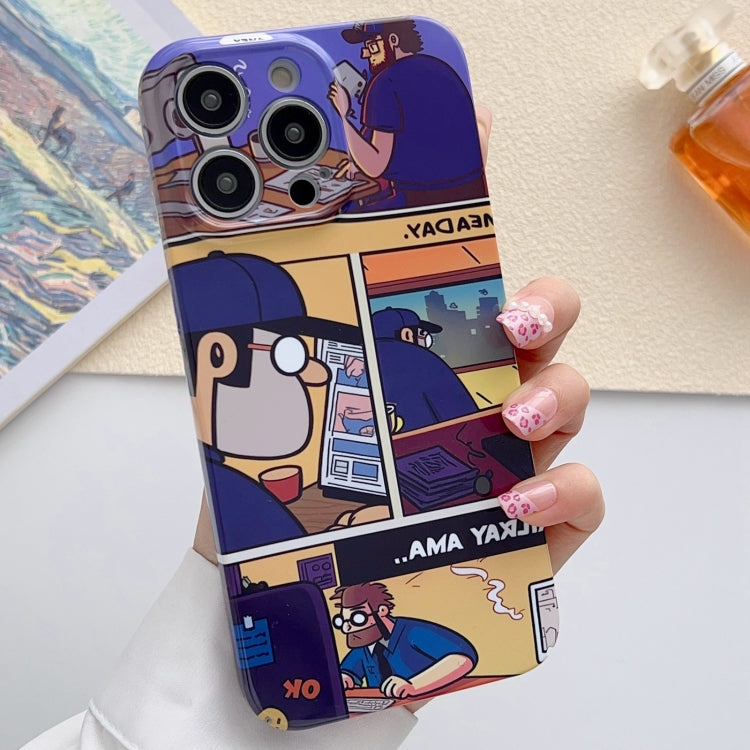 For iPhone 14 Pro Max Painted Pattern Precise Hole PC Phone Case(Working Comics) - iPhone 14 Pro Max Cases by PMC TechLife | Online Shopping South Africa | PMC TechLife