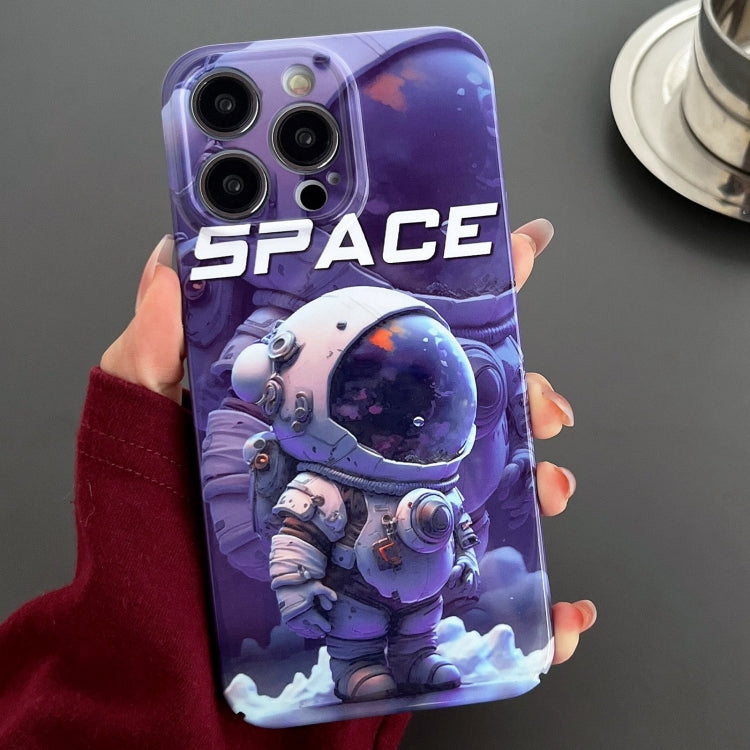 For iPhone 14 Pro Max Painted Pattern Precise Hole PC Phone Case(Purple Astronaut) - iPhone 14 Pro Max Cases by PMC TechLife | Online Shopping South Africa | PMC TechLife