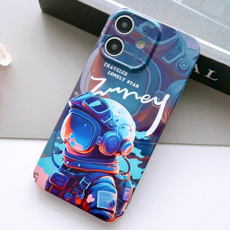 For iPhone 12 Painted Pattern Precise Hole PC Phone Case(Blue Paint Astronaut) - iPhone 12 / 12 Pro Cases by PMC Jewellery | Online Shopping South Africa | PMC Jewellery