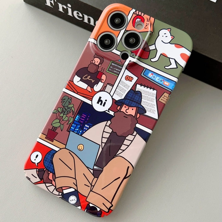 For iPhone 12 Pro Max Painted Pattern Precise Hole PC Phone Case(Holiday Uncle) - iPhone 12 Pro Max Cases by PMC TechLife | Online Shopping South Africa | PMC TechLife
