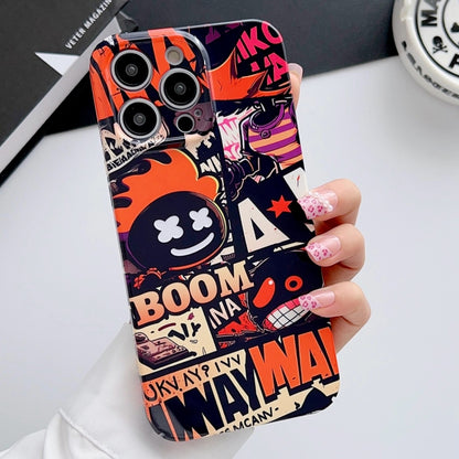 For iPhone 12 Pro Max Painted Pattern Precise Hole PC Phone Case(Orange Comics) - iPhone 12 Pro Max Cases by PMC Jewellery | Online Shopping South Africa | PMC Jewellery