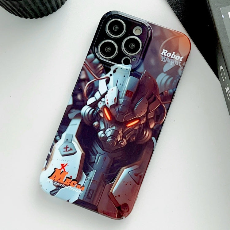 For iPhone 12 Pro Painted Pattern Precise Hole PC Phone Case(Orange Robot) - iPhone 12 / 12 Pro Cases by PMC Jewellery | Online Shopping South Africa | PMC Jewellery