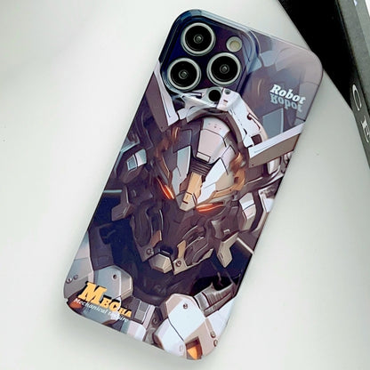 For iPhone 12 Pro Painted Pattern Precise Hole PC Phone Case(Grey Robot) - iPhone 12 / 12 Pro Cases by PMC Jewellery | Online Shopping South Africa | PMC Jewellery