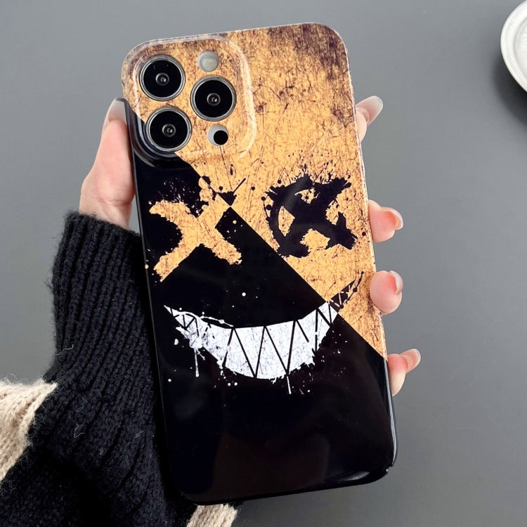 For iPhone 11 Pro Painted Pattern Precise Hole PC Phone Case(Black Yellow Smiling) - iPhone 11 Pro Cases by PMC TechLife | Online Shopping South Africa | PMC TechLife