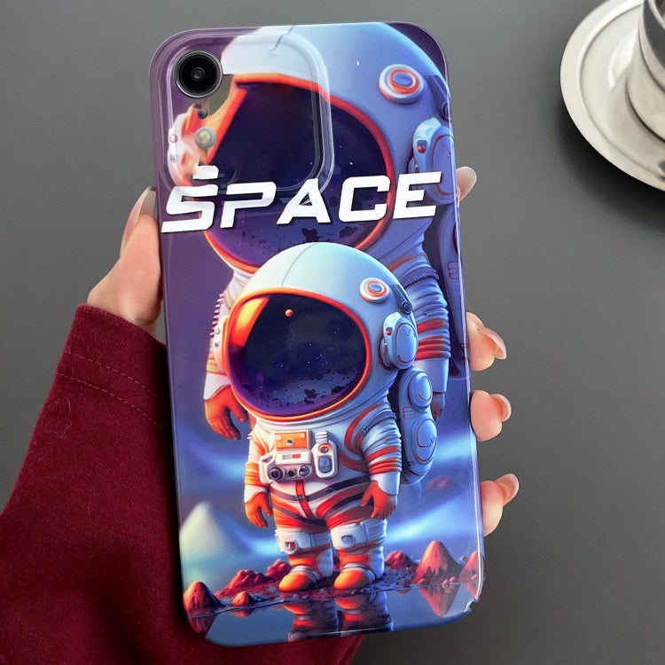 For iPhone XR Painted Pattern Precise Hole PC Phone Case(Orange White Astronaut) - More iPhone Cases by PMC Jewellery | Online Shopping South Africa | PMC Jewellery