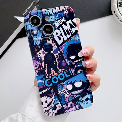 For iPhone 15 Plus Painted Pattern Precise Hole PC Phone Case(Purple Comics) - iPhone 15 Plus Cases by PMC Jewellery | Online Shopping South Africa | PMC Jewellery