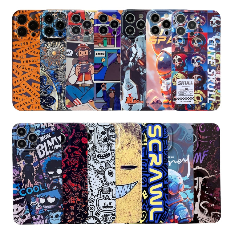 For iPhone 8 Plus / 7 Plus Painted Pattern Precise Hole PC Phone Case(Blue SCR) - More iPhone Cases by PMC TechLife | Online Shopping South Africa | PMC TechLife