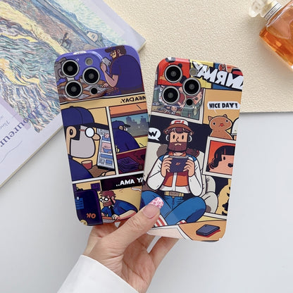 For iPhone 13 Pro Painted Pattern Precise Hole PC Phone Case(Orange Robot) - iPhone 13 Pro Cases by PMC Jewellery | Online Shopping South Africa | PMC Jewellery