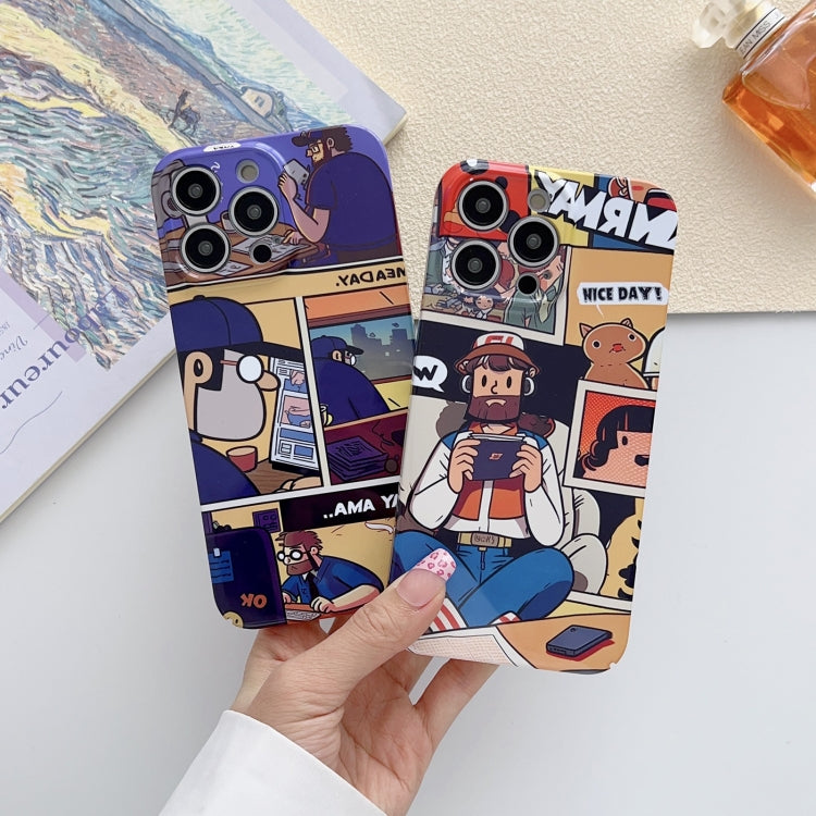 For iPhone 11 Pro Max Painted Pattern Precise Hole PC Phone Case(Working Comics) - iPhone 11 Pro Max Cases by PMC TechLife | Online Shopping South Africa | PMC TechLife