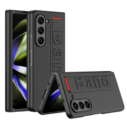 For Samsung Galaxy Z Fold5 5G GKK Ultra-thin Wristband Shockproof Phone Case with Holder(Carbon Fiber) - Galaxy Z Fold5 Cases by GKK | Online Shopping South Africa | PMC Jewellery