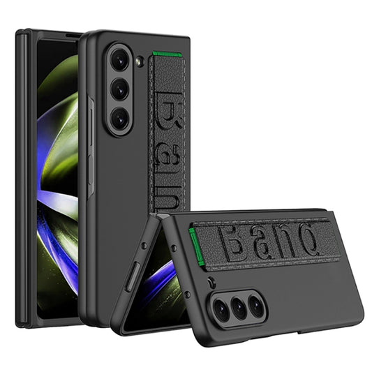 For Samsung Galaxy Z Fold5 5G GKK Ultra-thin Wristband Shockproof Phone Case with Holder(Black) - Galaxy Z Fold5 Cases by GKK | Online Shopping South Africa | PMC Jewellery