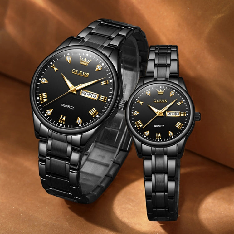 1pair OLEVS 5563 Couple Luminous Waterproof Quartz Watch(Black) - Couple Watches by OLEVS | Online Shopping South Africa | PMC Jewellery | Buy Now Pay Later Mobicred