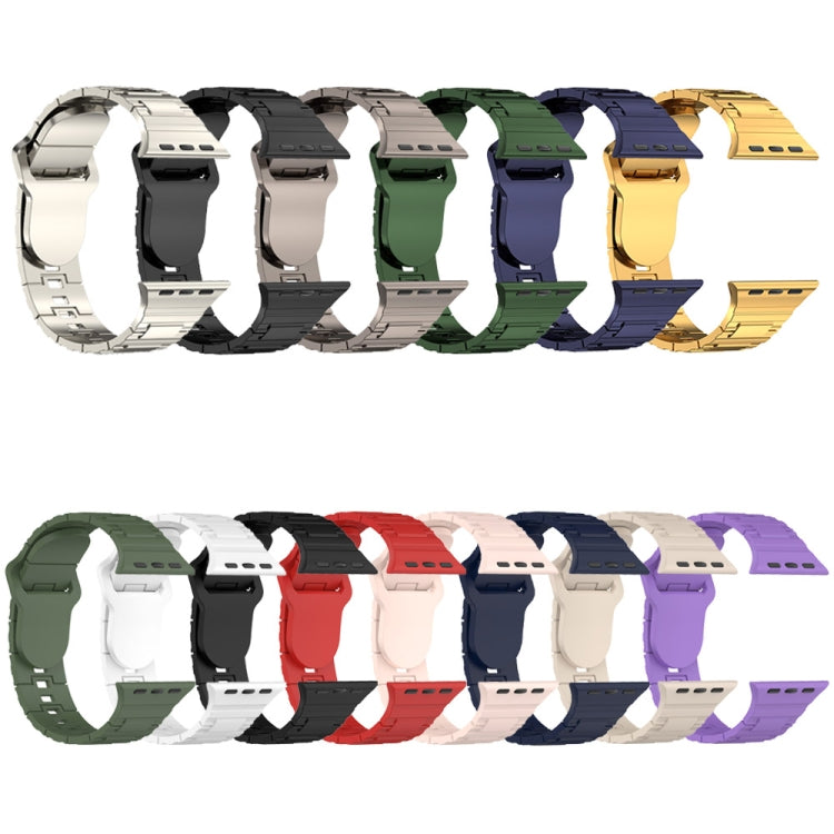 For Apple Watch 9 45mm Square Buckle Armor Style Silicone Watch Band(Purple) - Watch Bands by PMC TechLife | Online Shopping South Africa | PMC TechLife