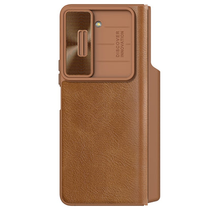For Samsung Galaxy Z Fold5 NILLKIN QIN Series Pro Sliding Camera Cover Design Leather Phone Case(Brown) - Galaxy Z Fold5 Cases by NILLKIN | Online Shopping South Africa | PMC Jewellery