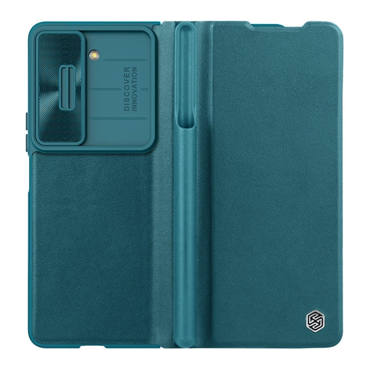 For Samsung Galaxy Z Fold5 NILLKIN QIN Series Pro Sliding Camera Cover Design Leather Phone Case(Cyan) - Galaxy Z Fold5 Cases by NILLKIN | Online Shopping South Africa | PMC Jewellery