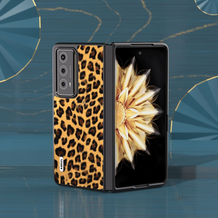 For Honor Magic V2 ABEEL Black Edge Leopard Phone Case(Golden) - Honor Cases by PMC Jewellery | Online Shopping South Africa | PMC Jewellery