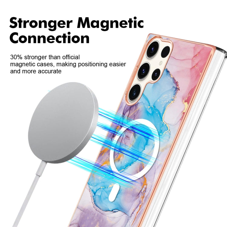 For Samsung Galaxy S23 Ultra 5G Marble Pattern Dual-side IMD Magsafe TPU Phone Case(Blue Marble) - Galaxy S23 Ultra 5G Cases by PMC TechLife | Online Shopping South Africa | PMC TechLife