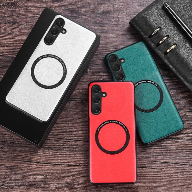 For Samsung Galaxy S23 FE 5G MagSafe Magnetic PU Phone Case(Black) - Galaxy S23 FE 5G Cases by PMC TechLife | Online Shopping South Africa | PMC TechLife | Buy Now Pay Later Mobicred
