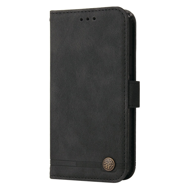 For Samsung Galaxy A55 Skin Feel Life Tree Metal Button Leather Phone Case(Black) - Galaxy Phone Cases by PMC TechLife | Online Shopping South Africa | PMC TechLife | Buy Now Pay Later Mobicred