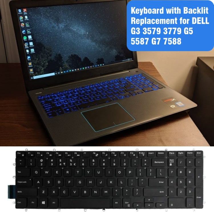 Backlight Laptop Keyboard For Dell G3 3579 3779 / G5 5587 / G7 7588(White Word) - Dell Spare Parts by PMC TechLife | Online Shopping South Africa | PMC TechLife