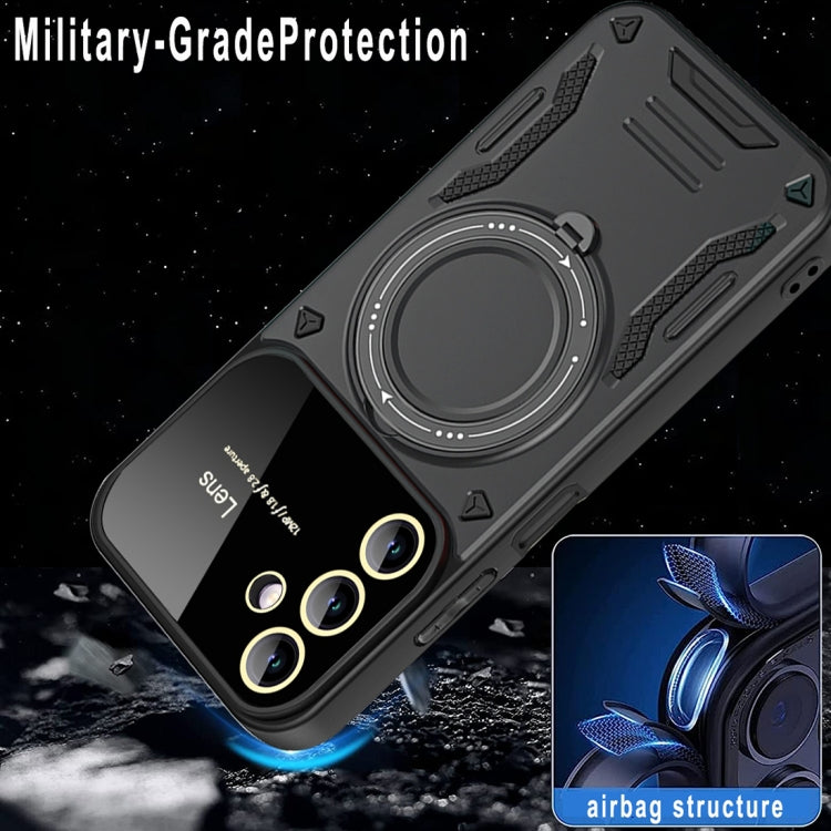 For Samsung Galaxy A14 5G Large Window MagSafe Holder Phone Case(Black) - Galaxy Phone Cases by PMC TechLife | Online Shopping South Africa | PMC TechLife | Buy Now Pay Later Mobicred