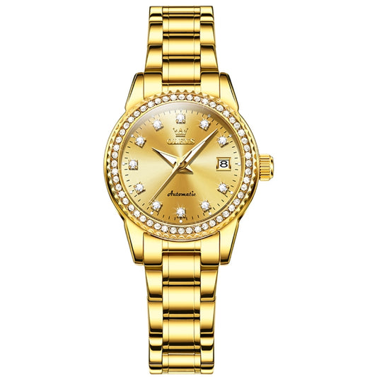 OLEVS 7003 Women Multifunctional Waterproof Mechanical Watch(Gold) - Metal Strap Watches by OLEVS | Online Shopping South Africa | PMC Jewellery | Buy Now Pay Later Mobicred