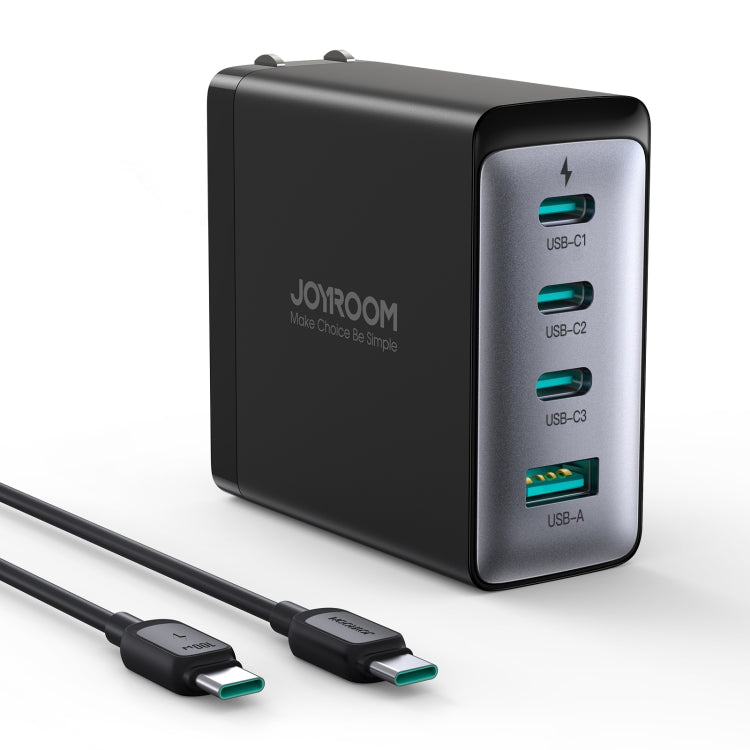 JOYROOM JR-TCG04 100W USB+3 x Type-C GaN Multi-port Charger Set, Specification:US Plug(Black) - USB Charger by JOYROOM | Online Shopping South Africa | PMC Jewellery | Buy Now Pay Later Mobicred